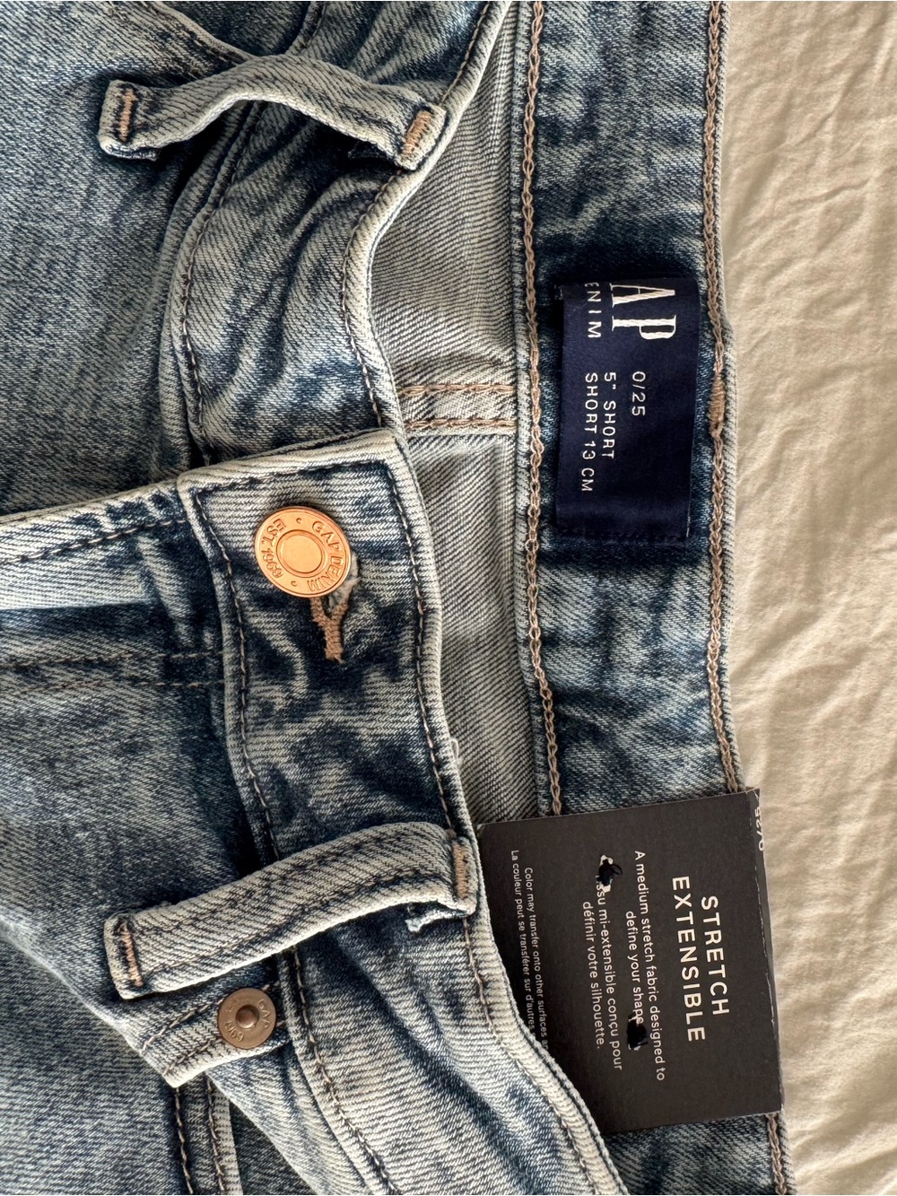 GAP Women's Light Wash Rolled-Hem Distressed Denim Shorts - Picture 7 of 11